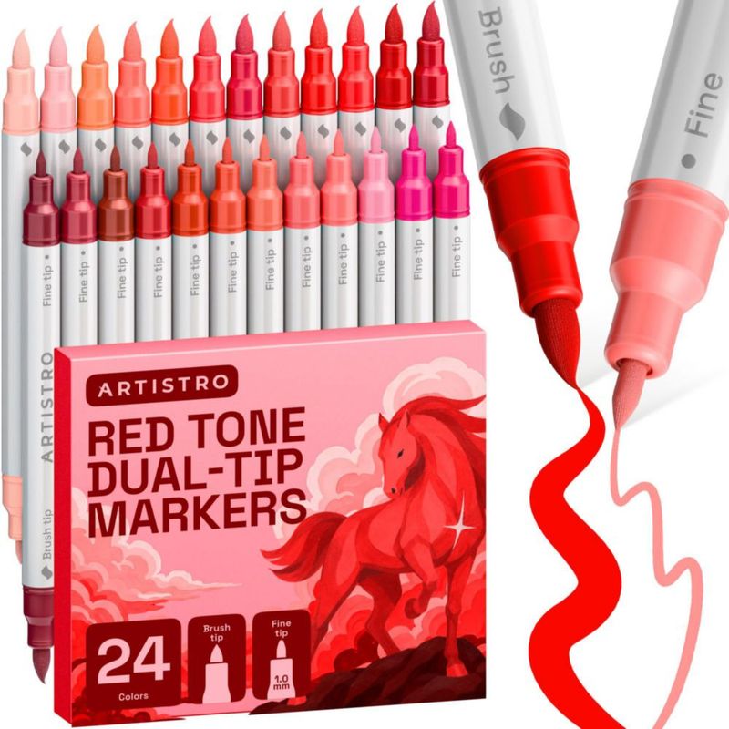 Marcadores de pintura ARTISTRO 24 tonos rojos de doble punta