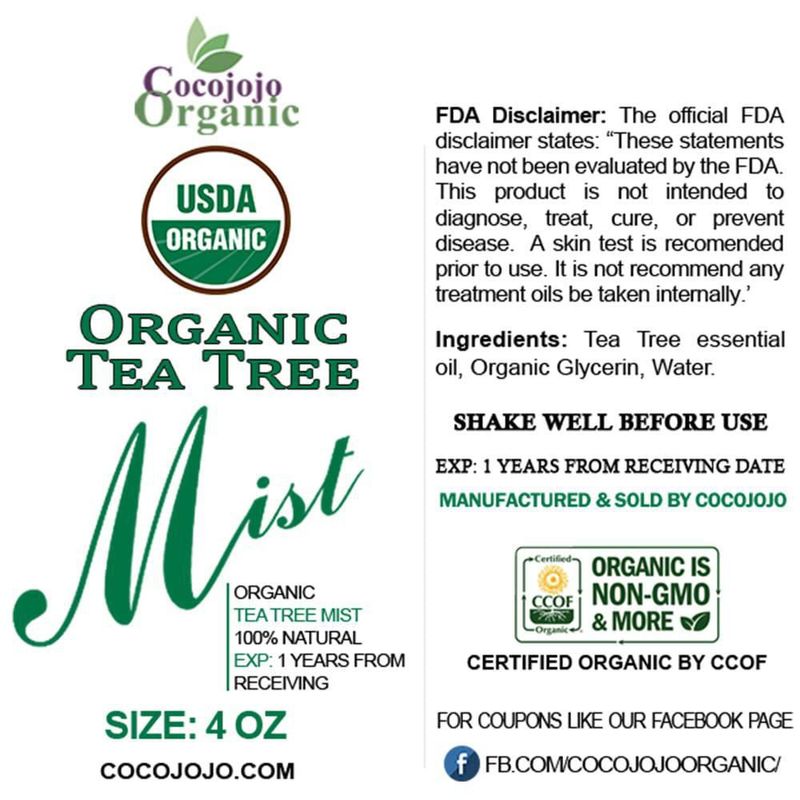 Bruma de Árbol del Té Dr Joe Lab 118 ml Orgánica USDA para rostro y cuerpo