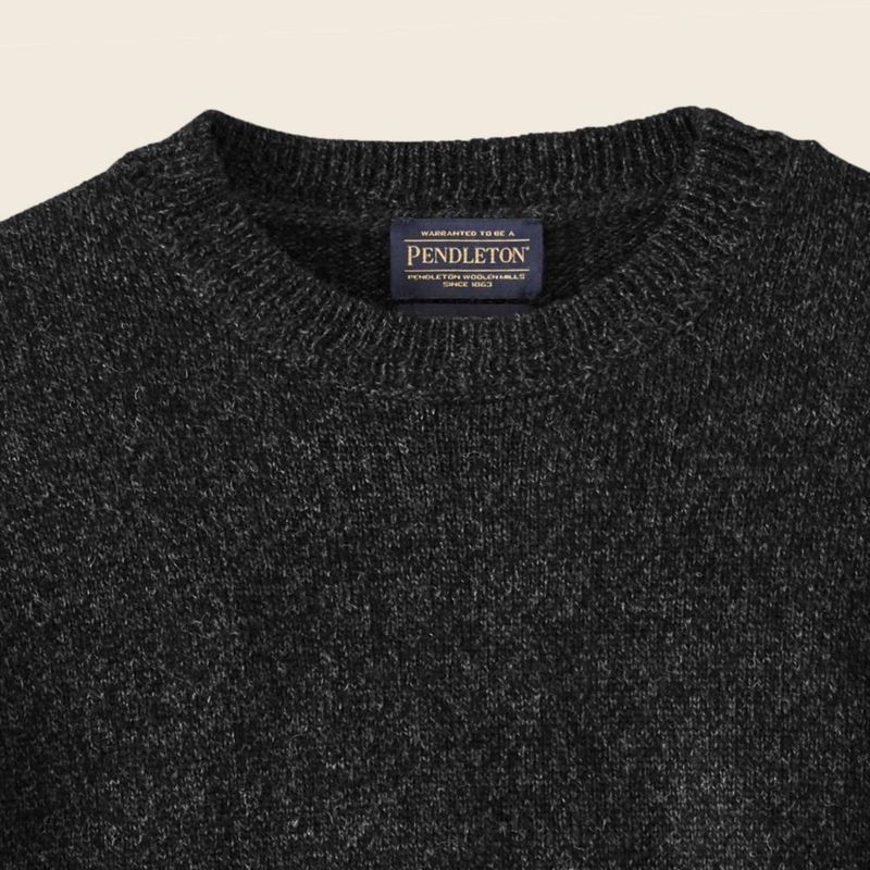 Suéter Pendleton Pullover de Lana Negro Heather