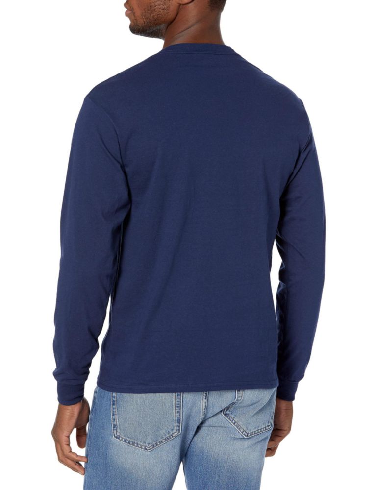 Camiseta Hanes talla extra grande azul marino manga larga
