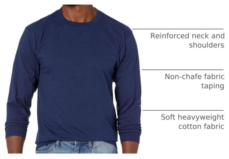 Camiseta Hanes talla extra grande azul marino manga larga