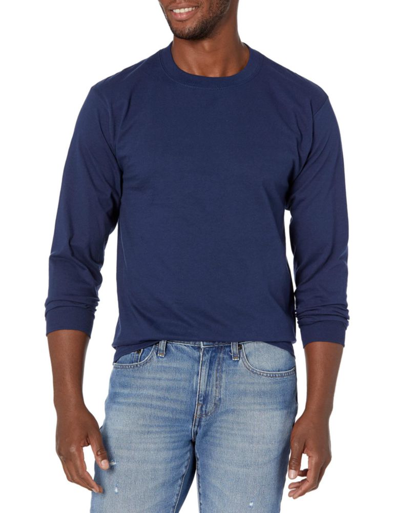 Camiseta Hanes talla extra grande azul marino manga larga