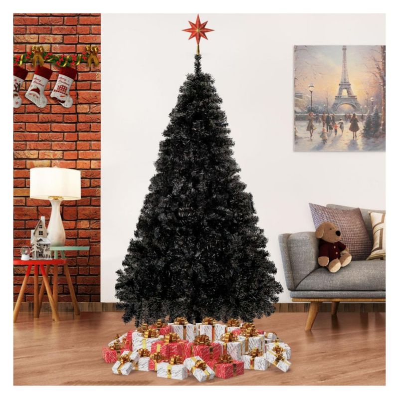 Arbol De Navidad Negro Pino Navideño 1.60 Metros 650 Ramas