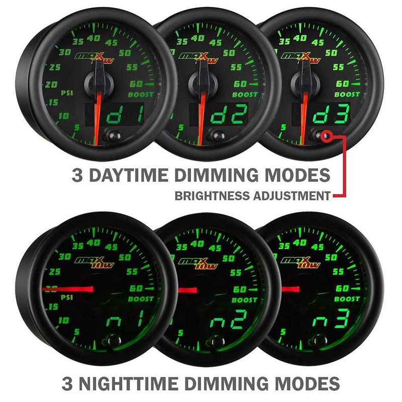 Indicador MaxTow de Temperatura de Transmisión 52 mm Negro y Verde 260 °F