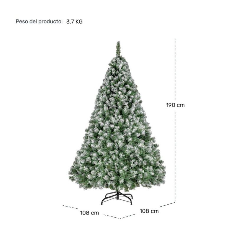 Arbol De Navidad Verde Semi Nevado 1.9 M Pino Navideño