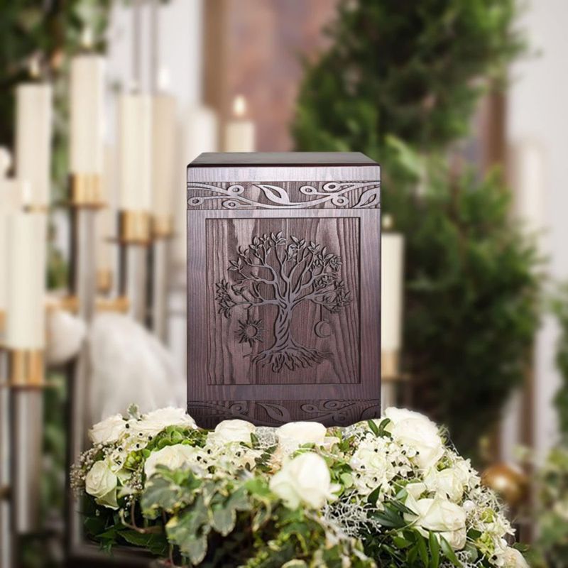 Urna funeraria de madera DGDCDV Árbol de la Vida 24 x 14 x 16 cm
