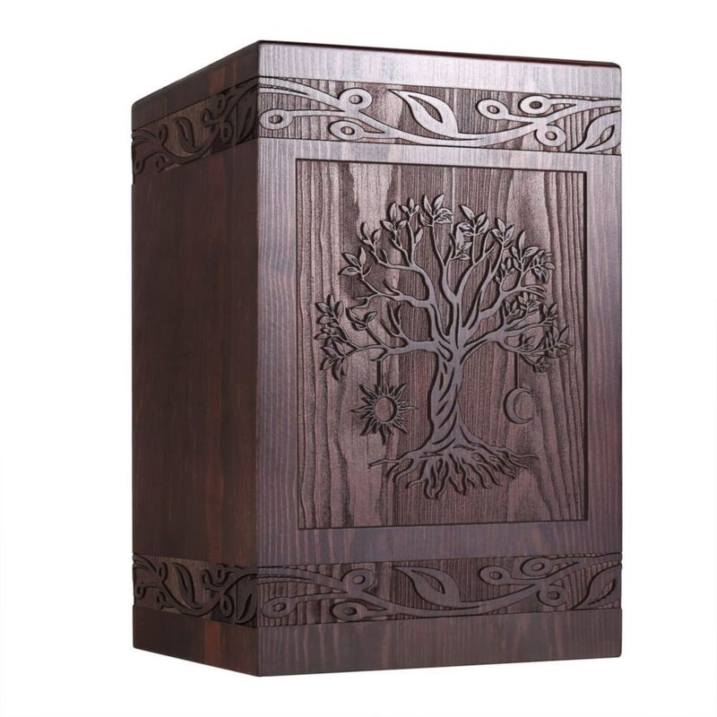 Urna funeraria de madera DGDCDV Árbol de la Vida 24 x 14 x 16 cm