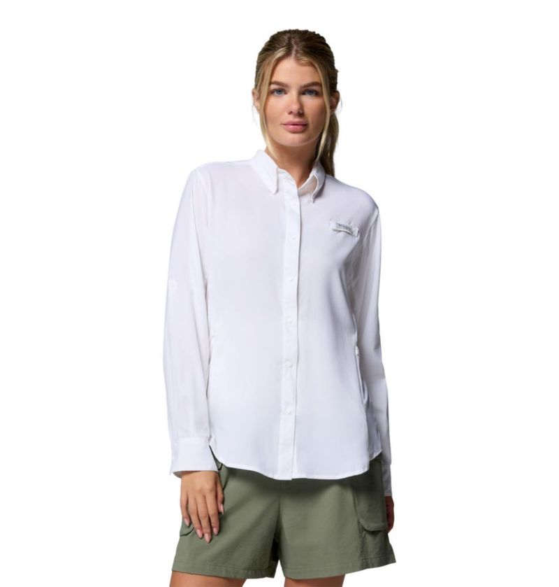 Camisa Columbia PFG Tamiami II de manga larga blanca XS