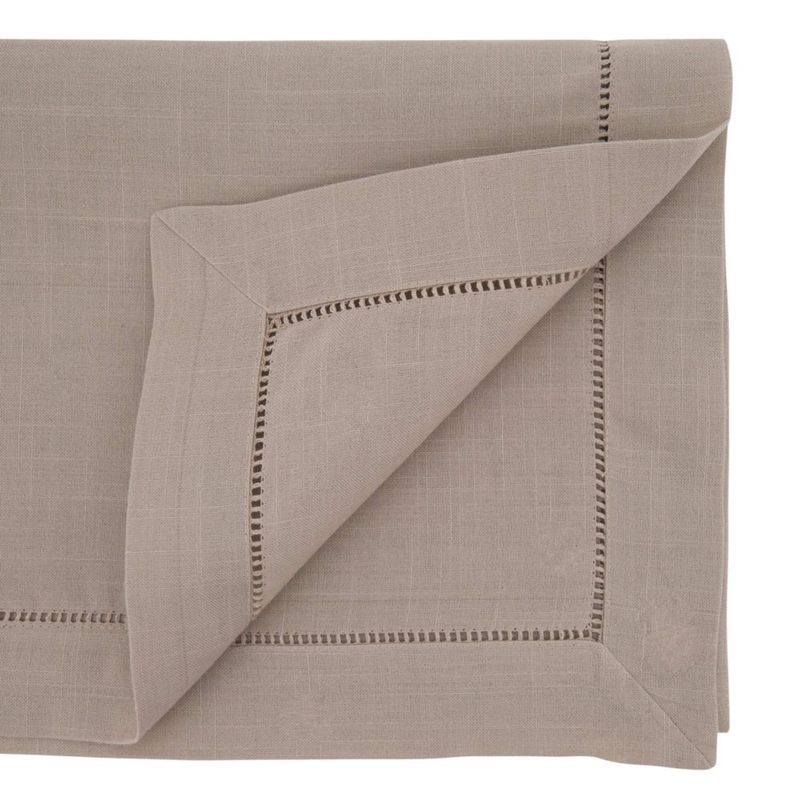 Caminos de Mesa SARO LIFESTYLE 41 x 183 cm Gris Topo con Detalle Hemstitch