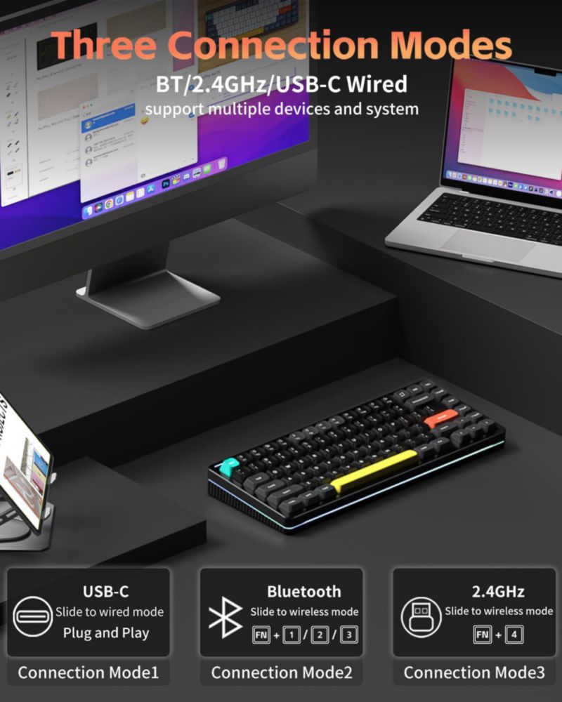 Teclado mecánico inalámbrico nuphy Halo V2 IO PBT RGB BT5.0
