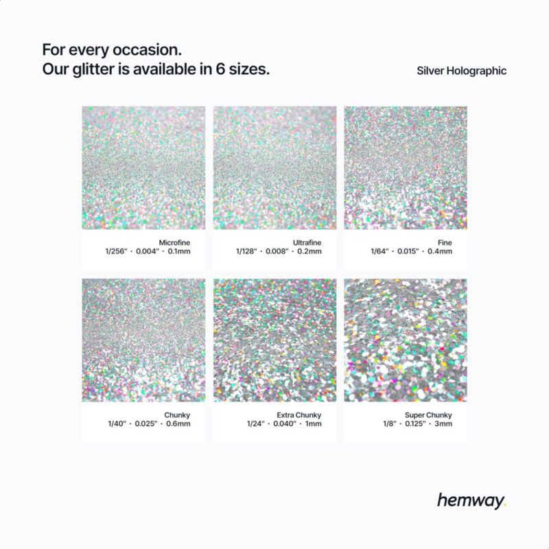 Purpurina Hemway 100 g Plata Holográfica Estrellas y Lunas