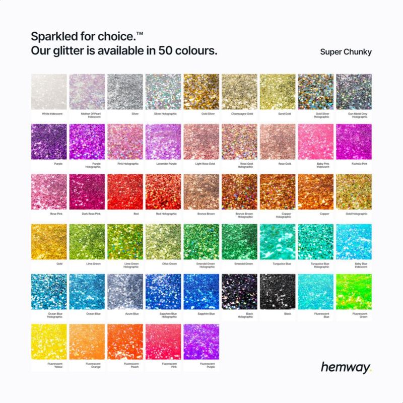 Purpurina Hemway 100 g Plata Holográfica Estrellas y Lunas