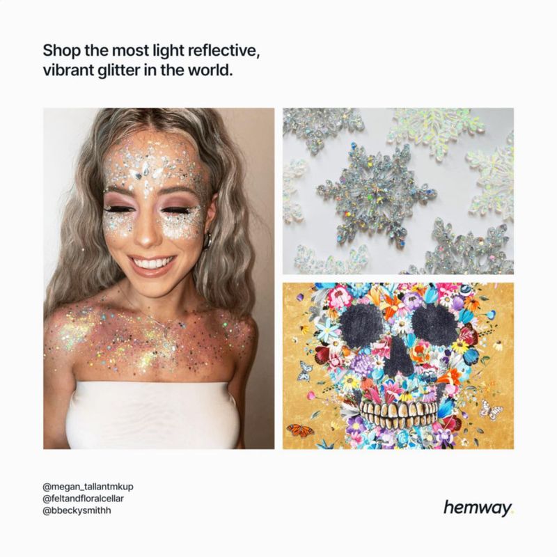 Purpurina Hemway 100 g Plata Holográfica Estrellas y Lunas