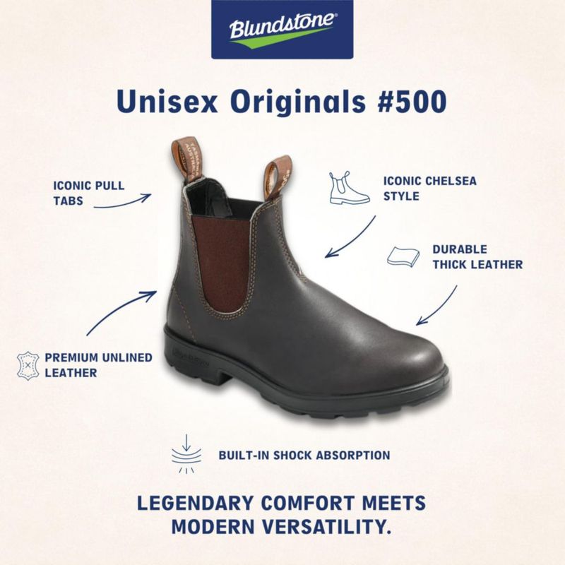 Bota Blundstone 500 Stout Brown 4.5 AU Cuero