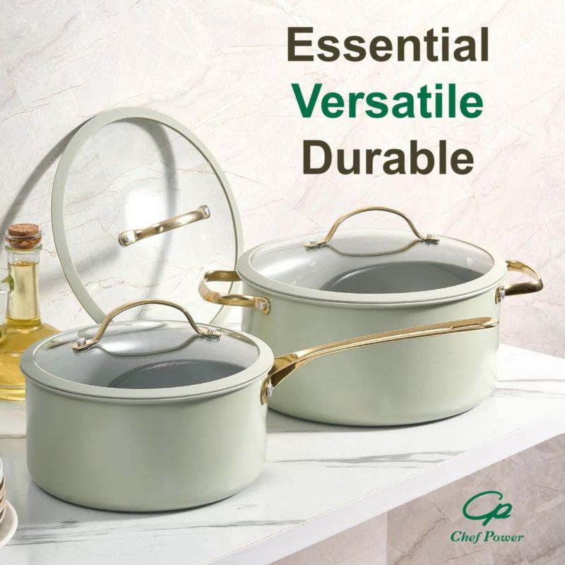 Juego de Utensilios de Cocina Cerámicos Chef Power 10 Piezas Verde Salvia