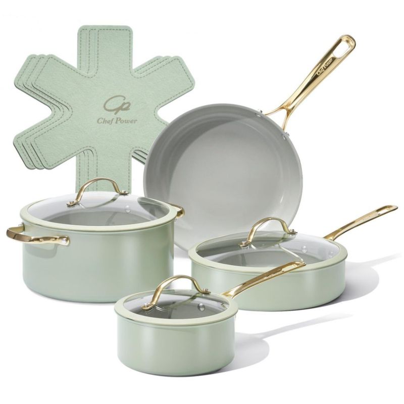 Juego de Utensilios de Cocina Cerámicos Chef Power 10 Piezas Verde Salvia