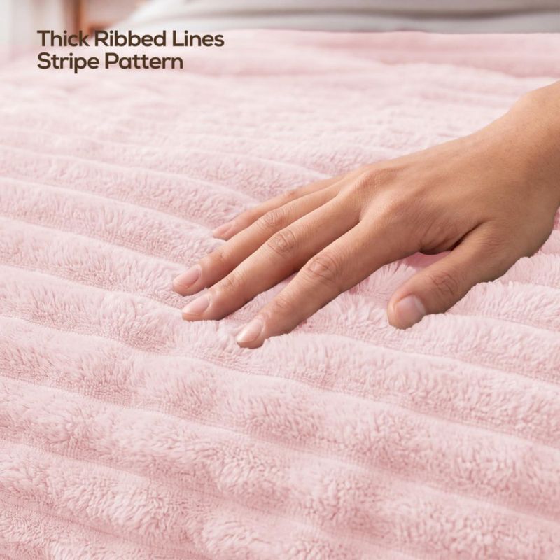 Manta Utopia Bedding 230 × 230 cm Rosa a Rayas (Forro Polar)