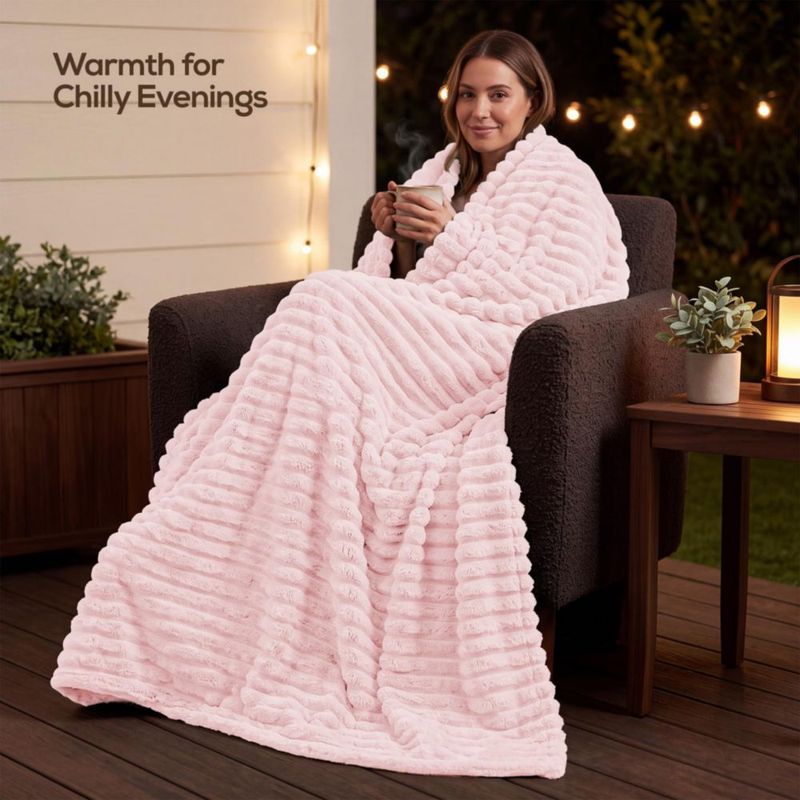 Manta Utopia Bedding 230 × 230 cm Rosa a Rayas (Forro Polar)