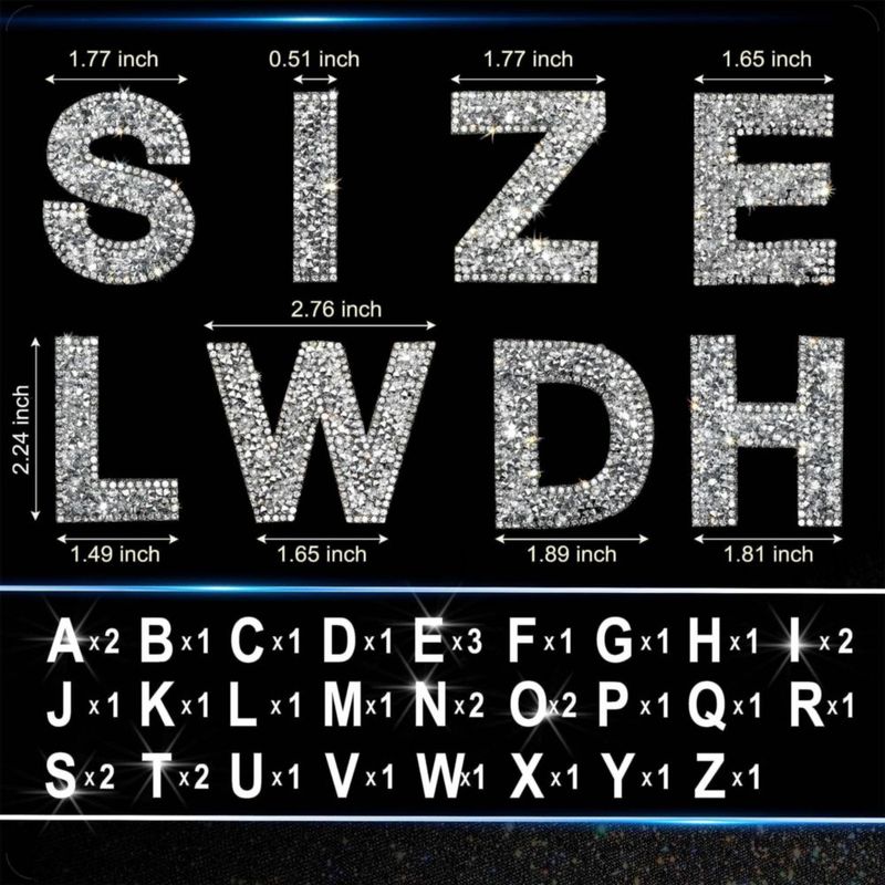 Pegatinas de letras Locacrystal 68 piezas 57 cm con strass DIY
