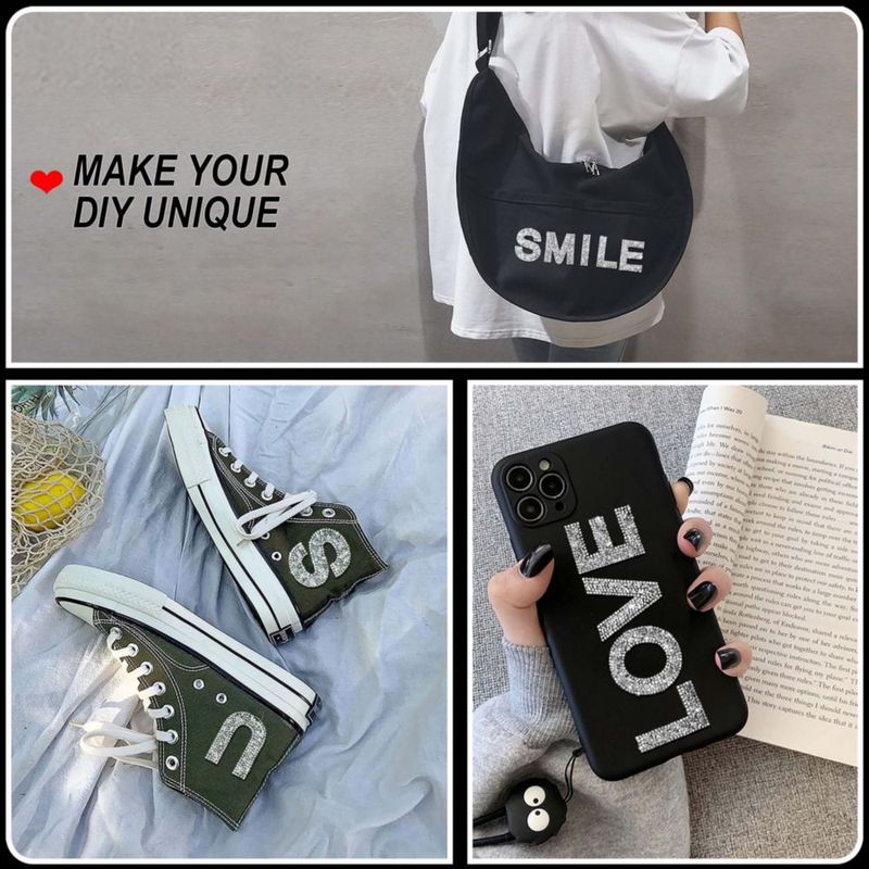 Pegatinas de letras Locacrystal 68 piezas 57 cm con strass DIY
