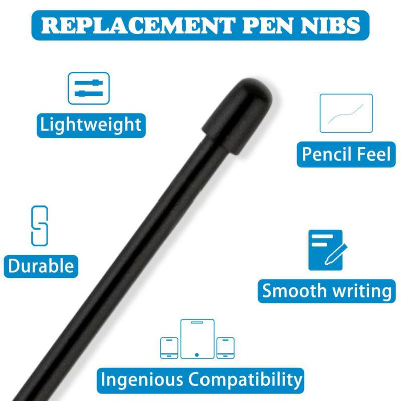 Puntas RAPUDA 12 uds negras de 2 cm para lápices Wacom