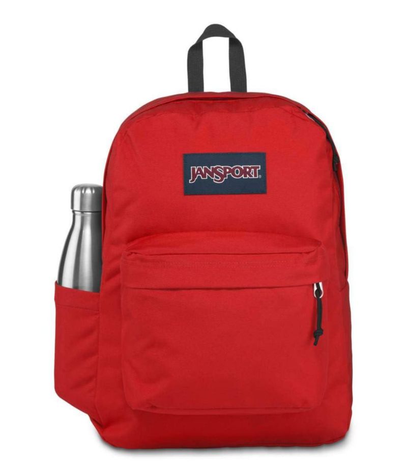 Mochila JanSport SuperBreak duradera y ligera con cinta roja