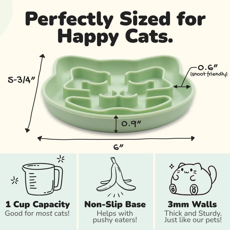 Cuenco para Gato Snuggli 240 ml Silicona Alimentador Lento Matcha