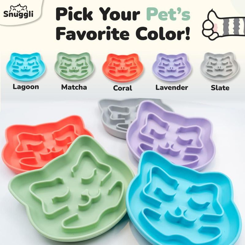 Cuenco para Gato Snuggli 240 ml Silicona Alimentador Lento Matcha
