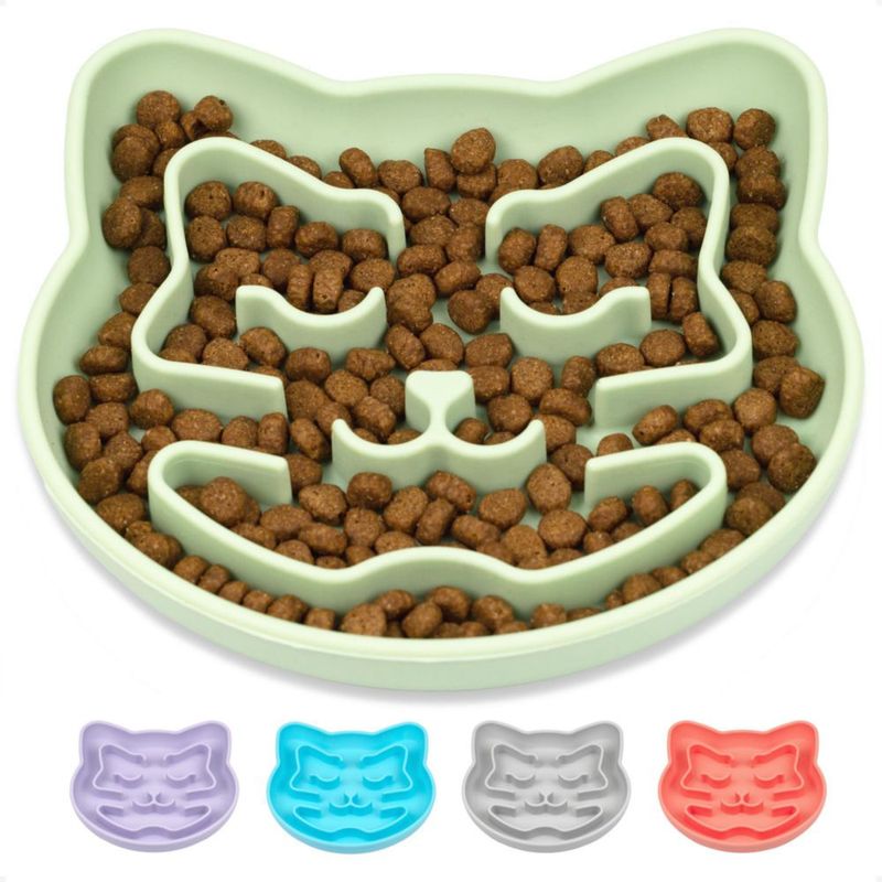 Cuenco para Gato Snuggli 240 ml Silicona Alimentador Lento Matcha