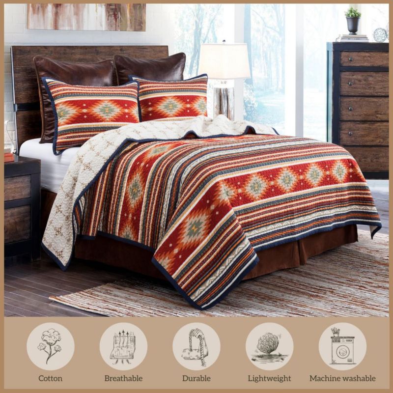 Juego de cama Paseo Road Queen estilo Azteca – 3 piezas