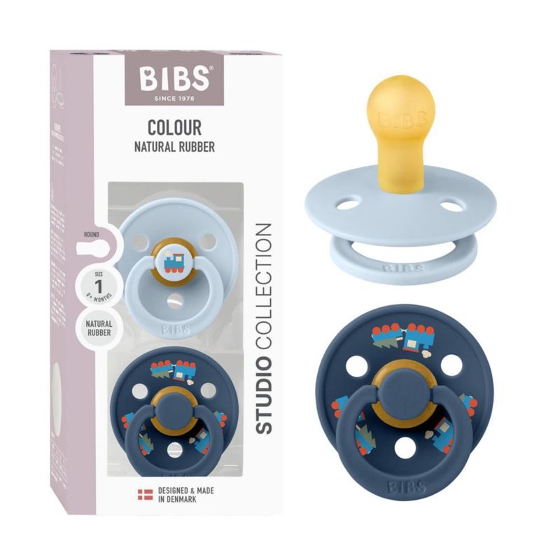 Chupetes BIBS Colour 0-6 Meses Pack de 2 Azul Bebé/Azul Acero