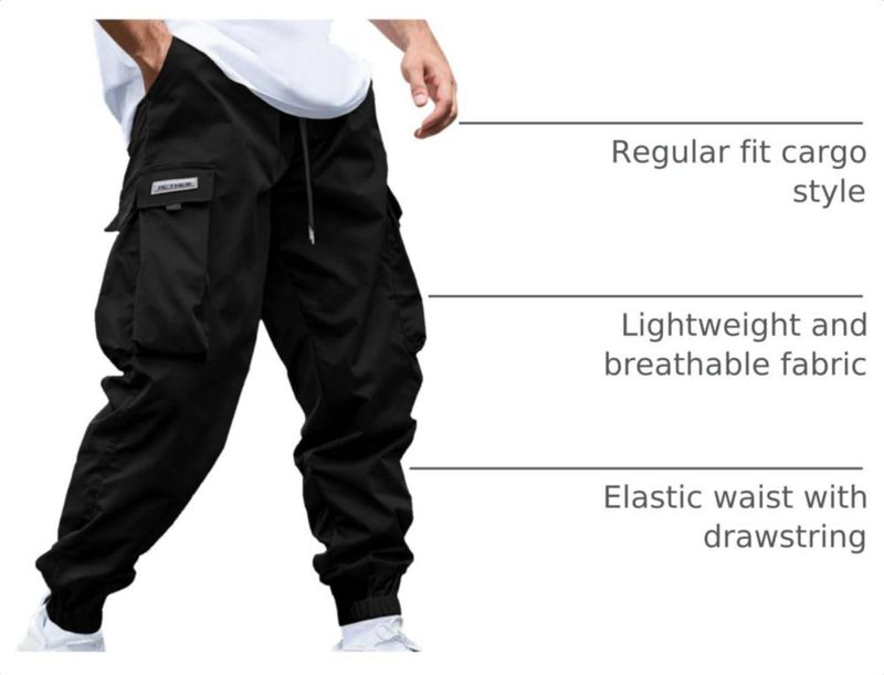 Joggers Cargo JEMLDL Negro XXL 95% Poliéster