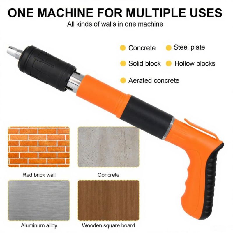 Pistola de clavos SONEE de 5 velocidades ajustable para concreto/madera (Naranja)