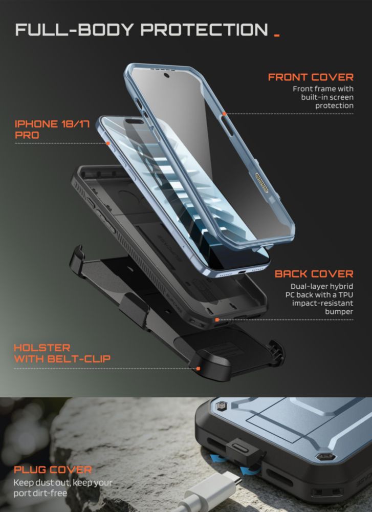 Funda SUPCASE iPhone 18/17 Pro Azul Glaciar