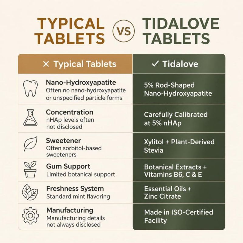 Tabletas de pasta dental Tidalove 248 uds sin flúor nHAp