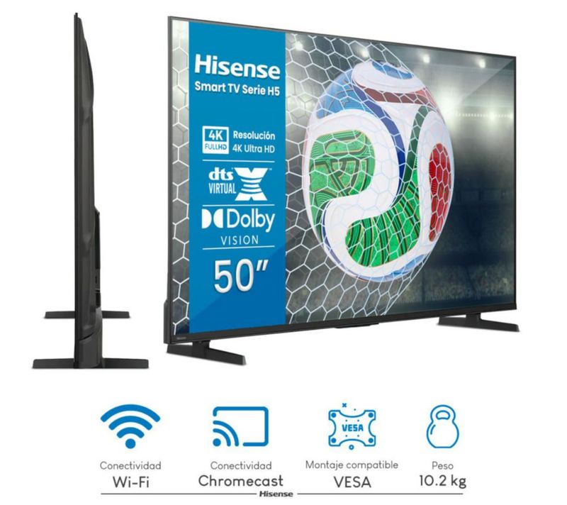 Pantalla Hisense 50 Pulgadas H5 4k Uhd Hdr Google Smart Tv