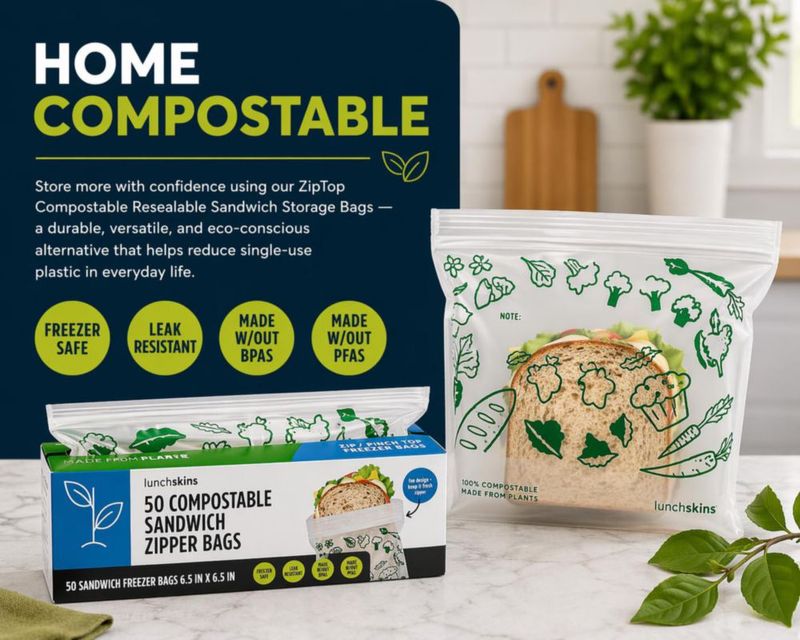 Bolsas Ziptop LunchSkins 17 cm × 17 cm 100 unidades compostables