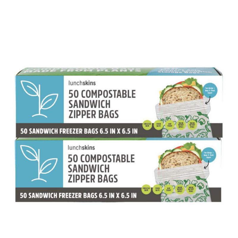 Bolsas Ziptop LunchSkins 17 cm × 17 cm 100 unidades compostables
