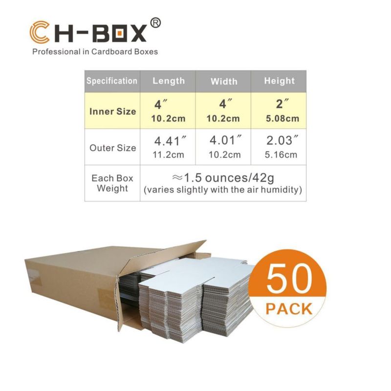 Cajas de envío CH-BOX 10x10x5 cm blancas paquete de 50