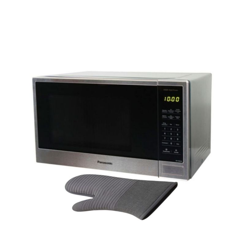 COMBO Microondas Panasonic NN-SB646SRUH  de 36 Litros (1.3ft³ / 1100W)  Color: Gris + Guante Cocina.