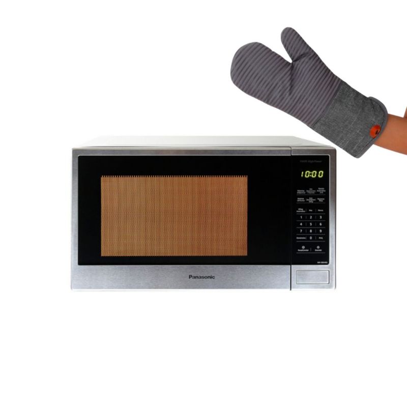 COMBO Microondas Panasonic NN-SB646SRUH  de 36 Litros (1.3ft³ / 1100W)  Color: Gris + Guante Cocina.