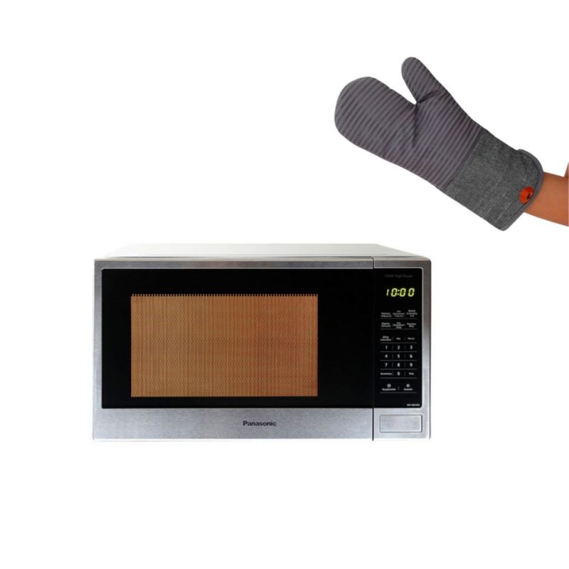 COMBO Microondas Panasonic NN-SB656BRUH  de 36 Litros (1.3ft³ / 1100W)  Color: Gris + Guante Cocina.