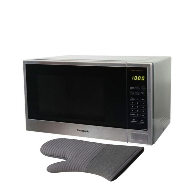 COMBO Microondas Panasonic NN-SB656BRUH  de 36 Litros (1.3ft³ / 1100W)  Color: Gris + Guante Cocina.