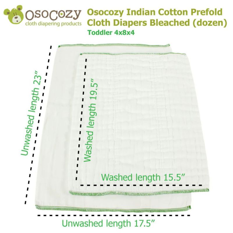 Pañales de Tela OsoCozy 44x61 cm 30‑45 libras (12 unidades)