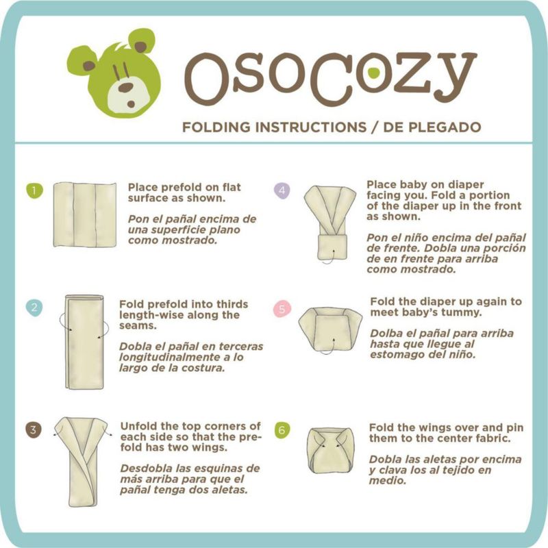 Pañales de Tela OsoCozy 44x61 cm 30‑45 libras (12 unidades)