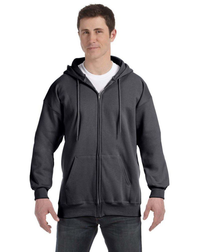 Sudadera con capucha Hanes para hombre talla 3XL gris carbón con cremallera completa