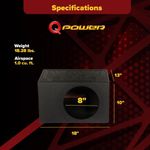 Caja de Subwoofer Q Power QBOMB8VL 8" Ventilada MDF 28 L