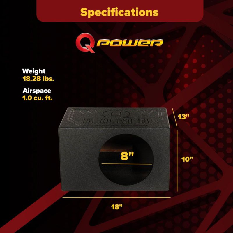 Caja de Subwoofer Q Power QBOMB8VL 8" Ventilada MDF 28 L