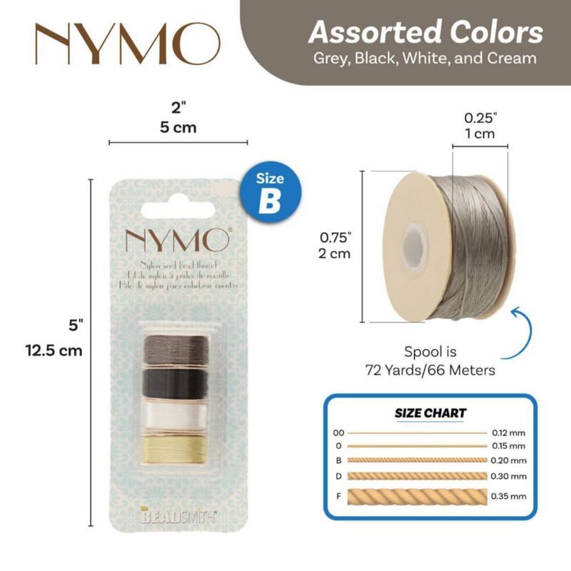 Hilo Nymo de Nylon 66 m Tamaño B – Surtido (The Beadsmith)