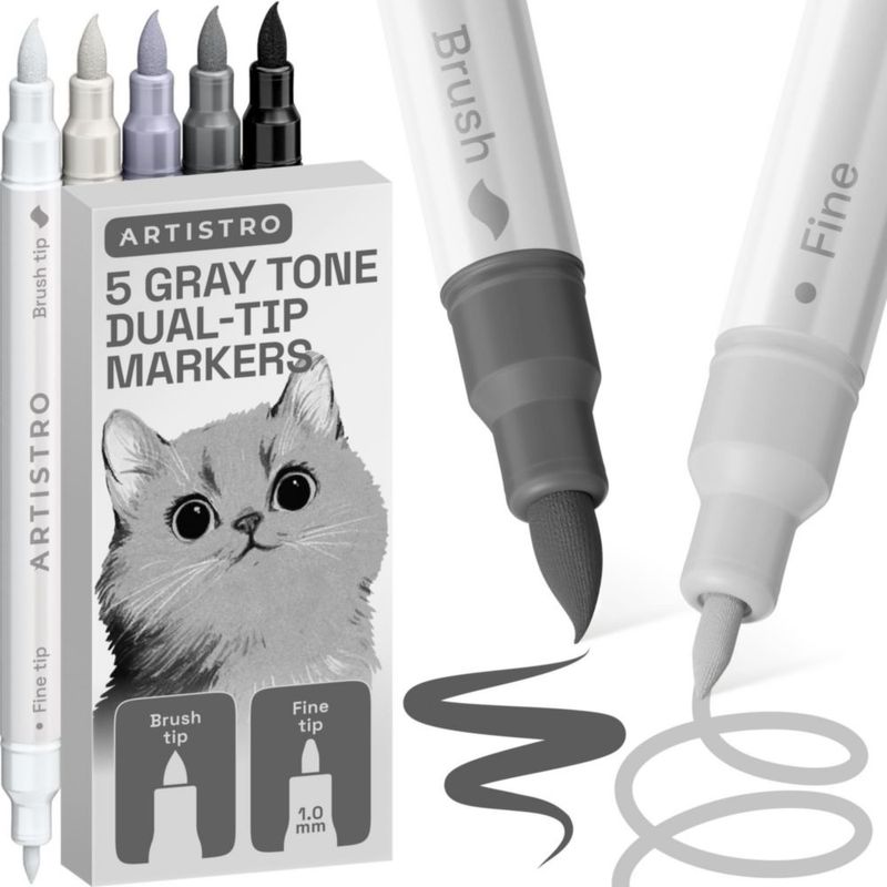 Marcadores de pintura ARTISTRO 5 tonos gris de doble punta